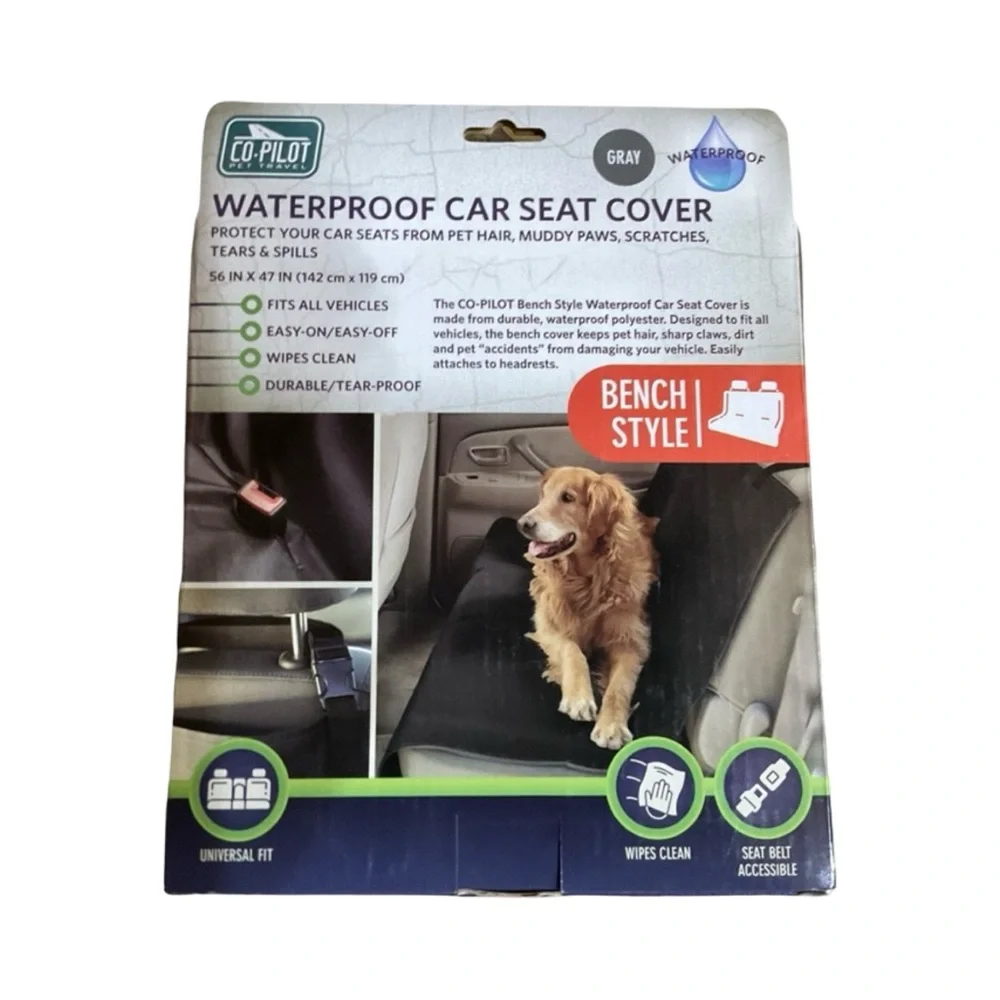 Co-Pilot Waterproof Pet Car Seat Cover Bench Style Gray 56” x 47” NWT